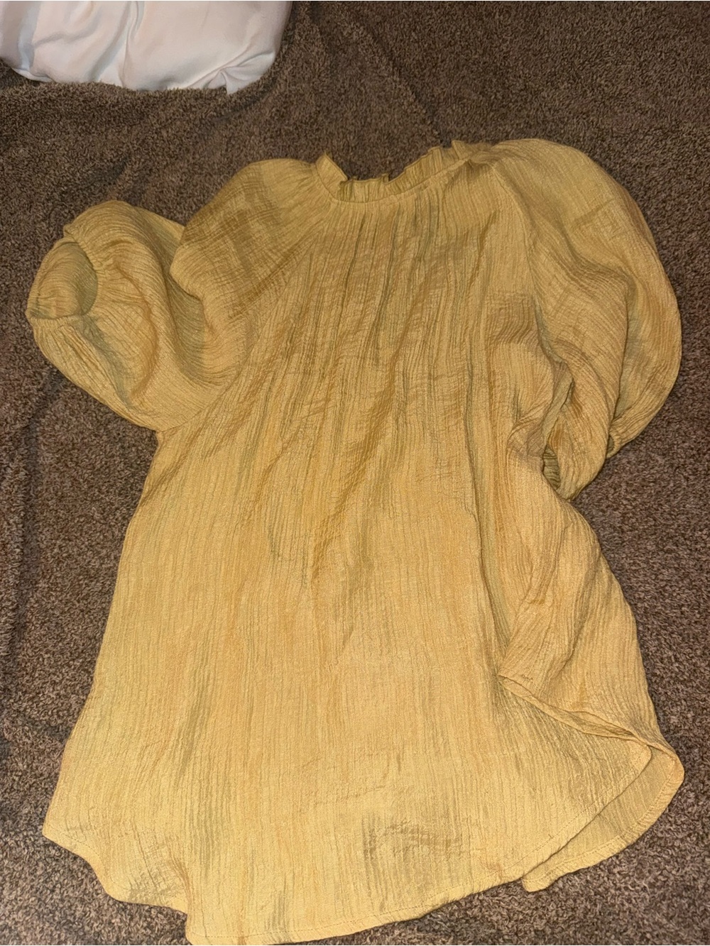 Yellow Ruffle-Neck Textured Peasant Blouse - Picture 2 of 2